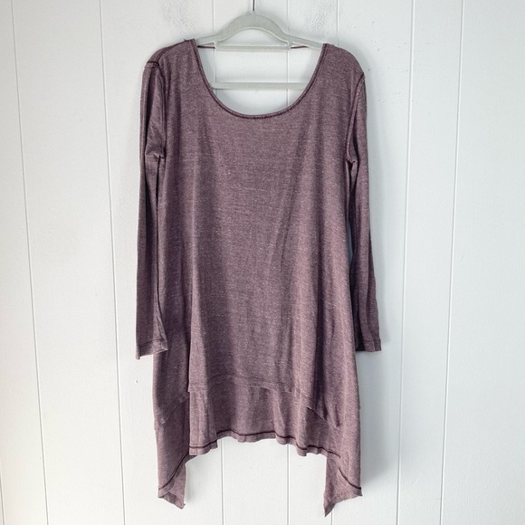 Free People Ventura Drippy Hi Low Thermal Top Long Sleeve Sz. M Pink Mauve - Picture 1 of 11